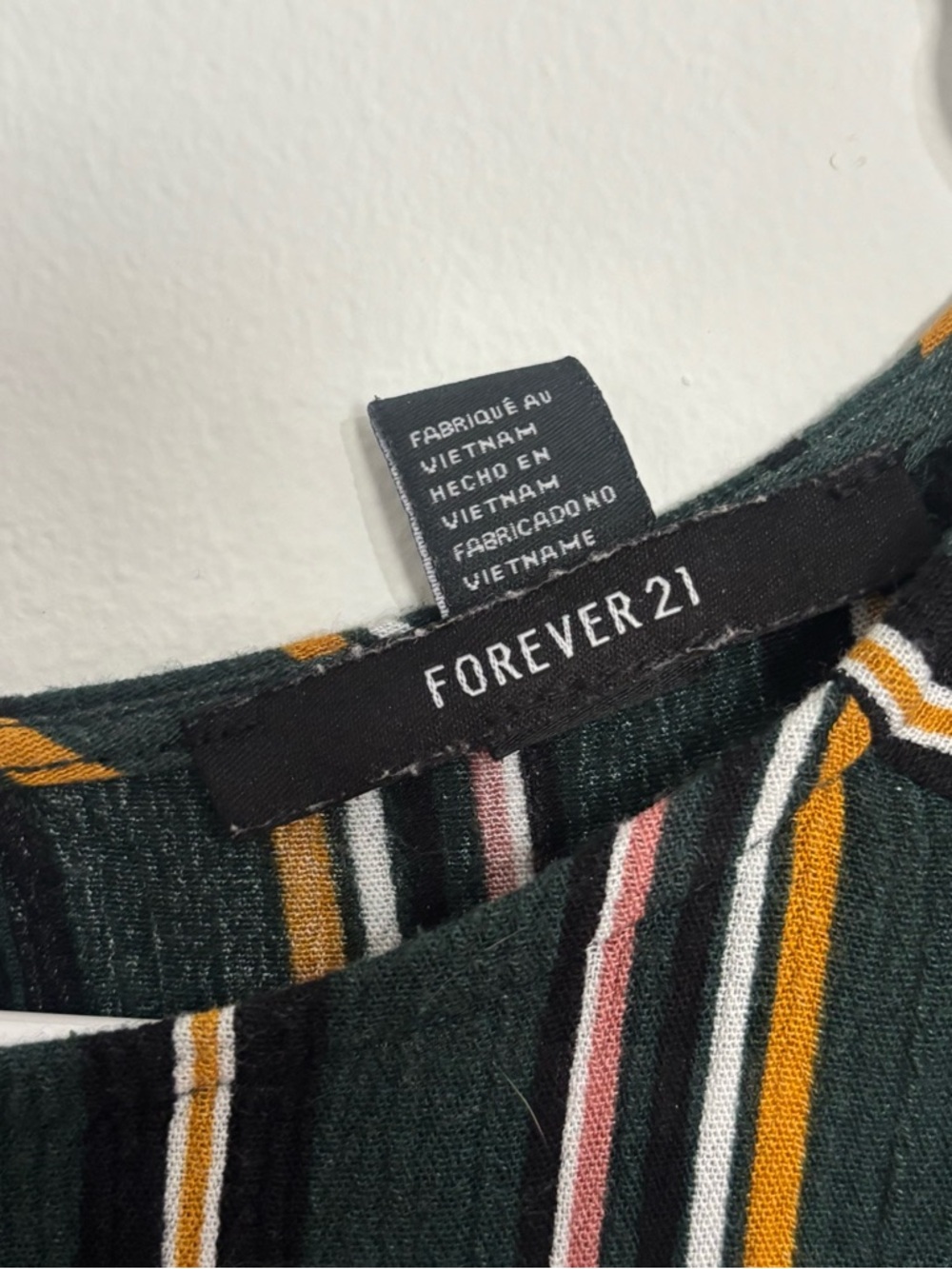 Forever 21 Striped Blouse | Tie Waist | Flowy Sleeve Top - Picture 7 of 7